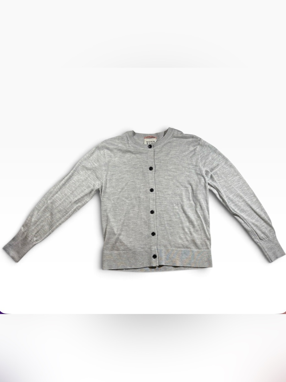 Scotch & Soda Women's Crew Neck Relaxed Cardigan Melange Grey Size L Minimalist